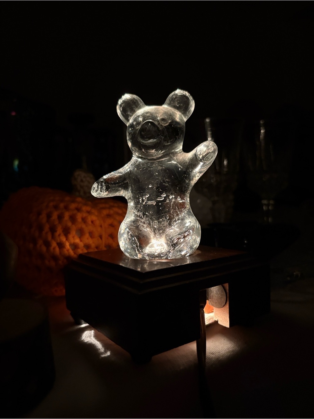 Vintage Clear Glass Bear Figurine Home Art - Night Light - Picture 2 of 5
